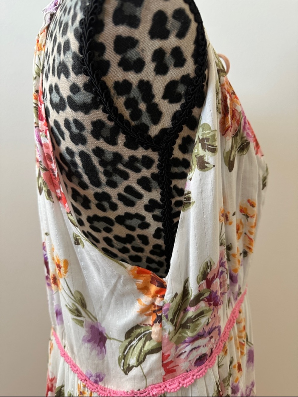 NWT PQ Swim Anthropologie Floral Tiered Maxi Dress Pink - Picture 5 of 15